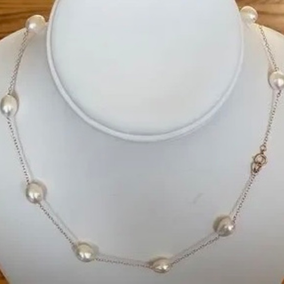 14K ROSE Gold Filled AAA White Pearl Necklace - 17 1/2 Inches Long - Picture 4 of 9